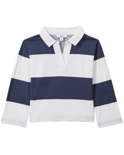 Reiss Abigail Stripe Rugby Shirt In Blue