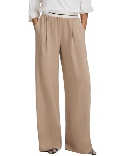 Reiss Abigail Stripe Waistband Wide Leg Trouser In Neutral