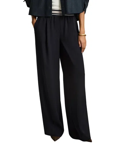 Reiss Abs Stripe Waistband Wide Leg Trouser In Black