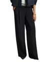 Reiss Abs Striped Waistband Wide Leg Trousers In Navy