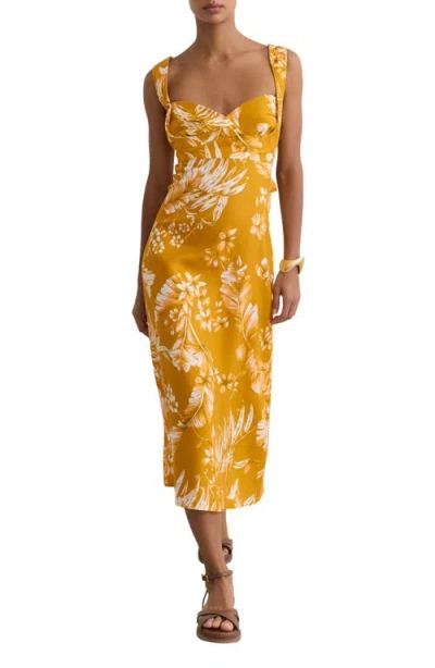Reiss Addison Pleated Linen Sundress In Orange