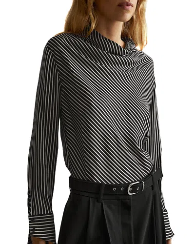 Reiss Addison Stripe Top In Black