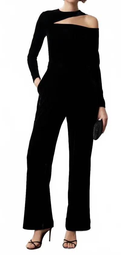 Reiss Adele Velvet Jumpsuit In Black