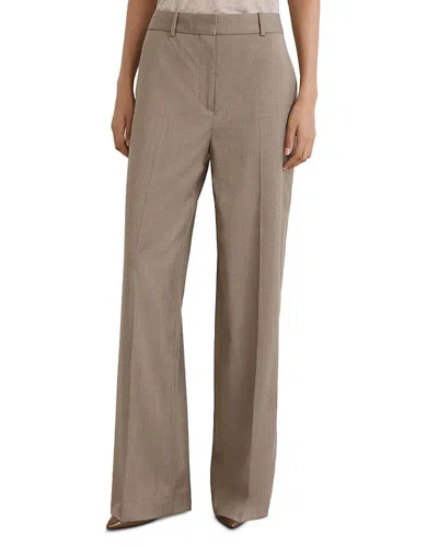 Reiss Adie Wide Leg Wool Stretch Trousers In Neutral