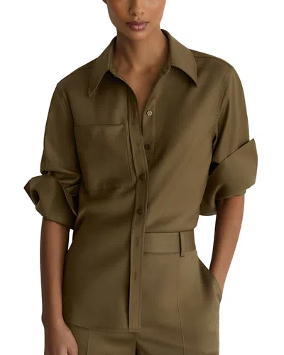 Reiss Adie Wool Stretch Shirt In Green