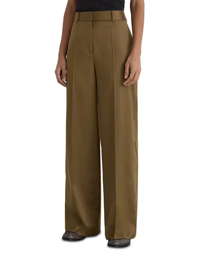 Reiss Adie Wool Stretch Wide Leg Pants In Brown