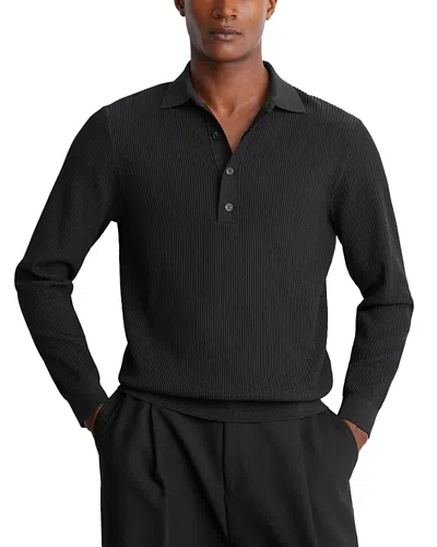 Reiss Admiral Long Sleeve Polo Shirt In Black