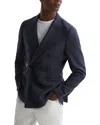 Reiss Indigo Wool Blend Double Breasted Blazer In Blue