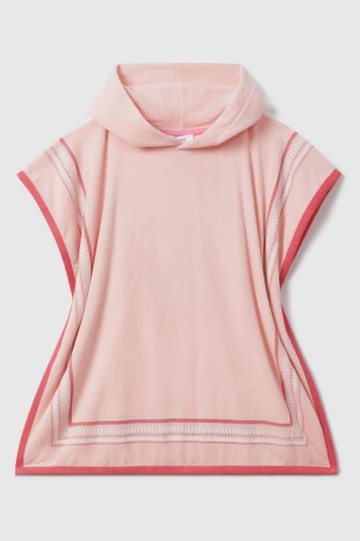 Reiss Kids' Afar - Pink Print Senior Hooded Motif Poncho, Uk 10-11 Yrs