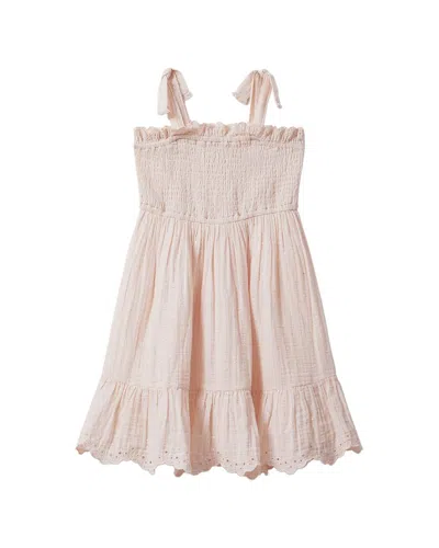 Reiss Agatha Smocked Metallic Dress In Pink