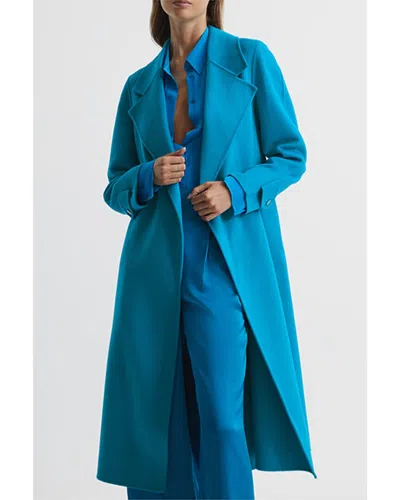 Reiss Agnes Wool-blend Wrap Coat In Blue