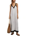 Reiss Aida Wide-leg Colour-block Linen Jumpsuit In White/navy