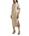 Reiss Aime Belted Shirtdress In Stone