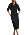 Reiss Black Aimie Cotton Blend Utility Belted Midi Dress In Black