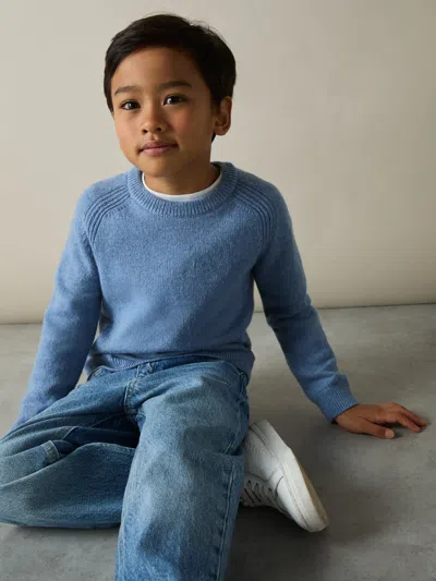 Reiss Kids' Airforce Blue 3-9 Yrs Merino Wool-blend Crew-neck Jumper