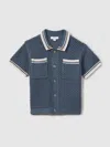 Reiss Airforce Blue 9-13 Yrs Crochet Contrast Trim Shirt In Blue
