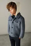 Reiss Airforce Blue 9-13 Yrs Removable-hood Brushed-twill Overshirt