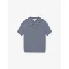 Reiss Boys' Short Sleeved 1/4 Zip Sheen Textured Polo - Little Kid, Big Kid In Blue