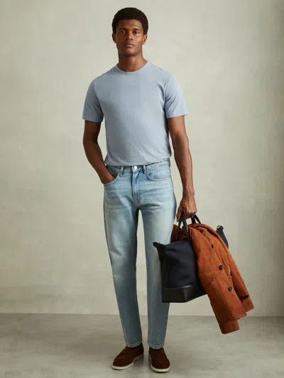 Reiss Airforce Blue Cotton Crew Neck T-shirt