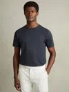 Reiss Airforce Blue Cotton Crew Neck T-shirt