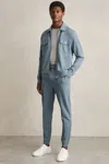 Reiss Airforce Blue Interlock Jersey Zip-through Overshirt