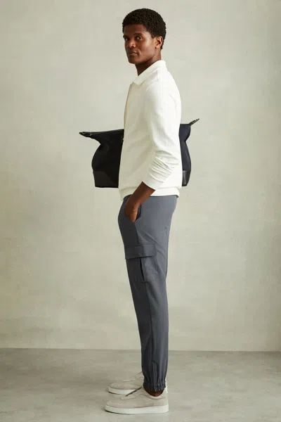 Reiss Airforce Blue Hold Elasticated Cargo Trousers In Airforce Blue