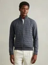 Reiss Airforce Blue Hybrid Quilt And Knit Zip-through Jacket