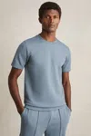 Reiss Airforce Blue Interlock Jersey Crew Neck T-shirt In Soft Blue