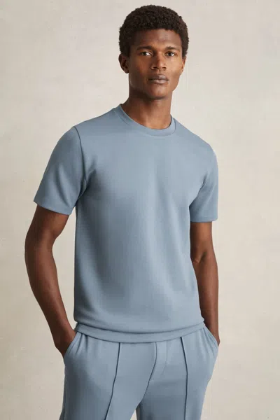 Reiss Airforce Blue Interlock Jersey Crew Neck T-shirt
