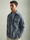 Reiss Airforce Blue Liam Wool-blend Melton Overshirt In Blue