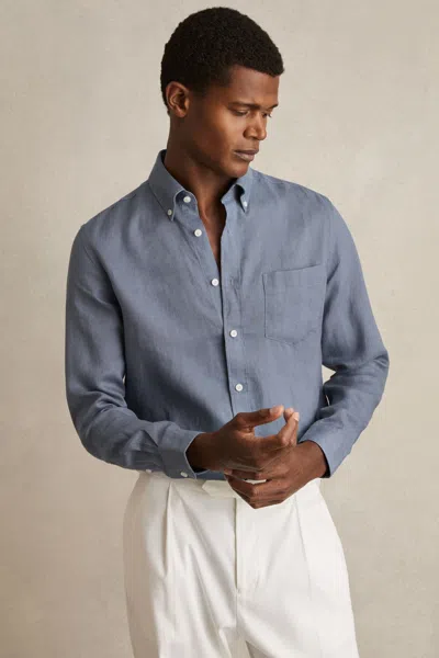 Reiss Queens Long Sleeve Button Down Linen Shirt