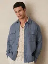 Reiss Airforce Blue Linen Twin-pocket Overshirt In Blue
