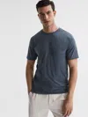 Reiss Airforce Blue Melange Bless Crew Neck T-shirt In Gray