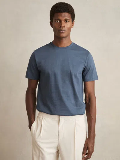 Reiss Airforce Blue Mercerised-cotton Ribbed T-shirt