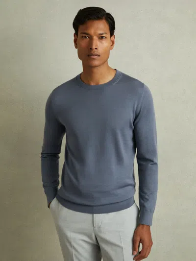 Reiss Airforce Blue Merino Wool Crew Neck Jumper