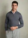 Reiss Airforce Blue Merino Wool Half-zip Jumper