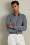 Reiss Airforce Blue Modal Blend Cutaway Collar Shirt