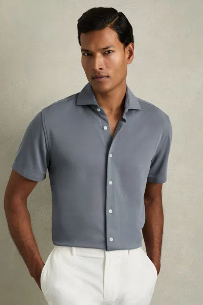 Reiss Airforce Blue Robbie Modal-blend Shirt