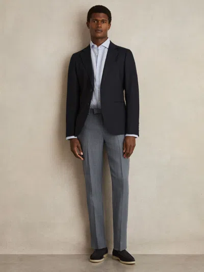Reiss Airforce Blue Oe Linen Slim-fit Suit Trousers