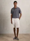 Reiss Airforce Blue Press-stud Seam-detail Polo Shirt