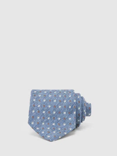 Reiss Airforce Blue Salvatore Linen-silk Blend Micro-square Tie