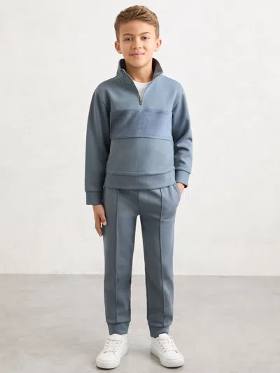 Reiss Airforce Blue Selin 3-9 Yrs Premium Interlock Panel Zip Sweatshirt