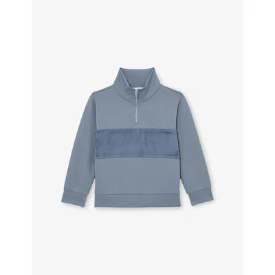 Reiss Kids' Airforce Blue Selin Half-zip Stretch-jersey Sweatshirt