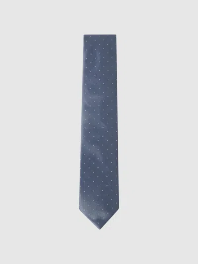 Reiss Airforce Blue Silk Polka Dot Tie