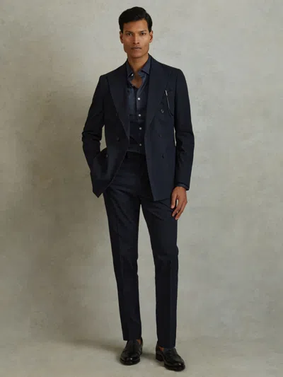 Reiss Airforce Blue Slim Fit Mercerised Cotton Jersey Shirt