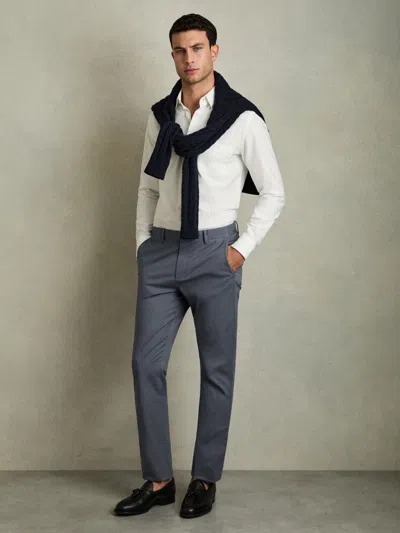 Reiss Airforce Blue Slim Fit Washed Cotton Blend Chinos