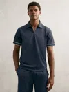 Reiss Mens Airforce Blue Zain Short-sleeved Stretch-woven Polo Shirt Xxl In Blue