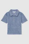 Reiss Airforce Blue Textured Towelling Polo Shirt