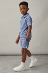 Reiss Airforce Blue Textured Towelling Shorts In Airforce Blue