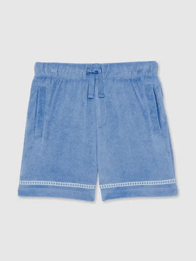 Reiss Airforce Blue Towelling Brand-embroidered Shorts